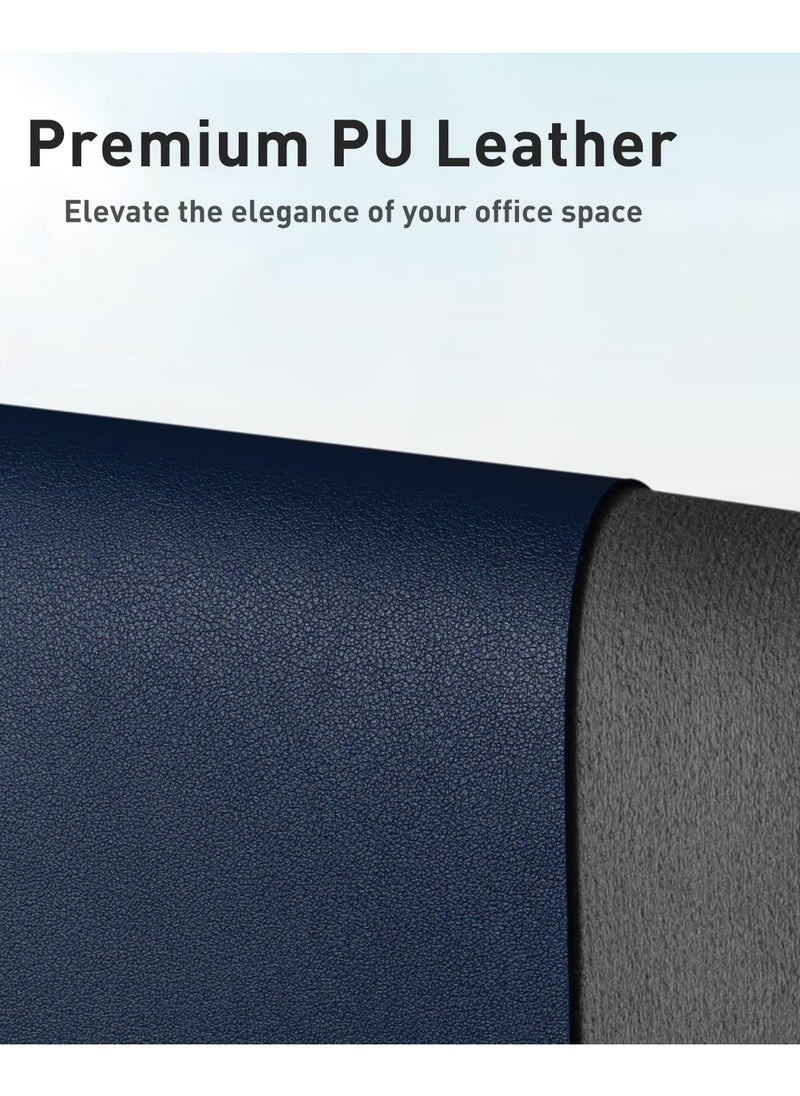 Generic - Leather Desk Pad Protector, Dark Blue Large Mouse Pad, Size 800mmX400mm, Non-Slip Computer Mat For Desk, PU Leather Office Desk Mat For Home & Office, Waterproof Laptop Desk Blotter Pad For Keyboard And Mouse, Dark Blue - Image 1