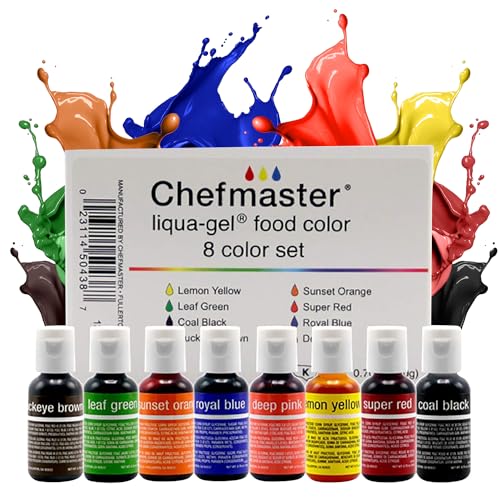 Chefmaster LiquaGel Food Coloring Fade Resistant Food Coloring 8 Pack Vibrant EyeCatching Colors EasyToBlend Formula FadeResistant Made in the USA - Image 1