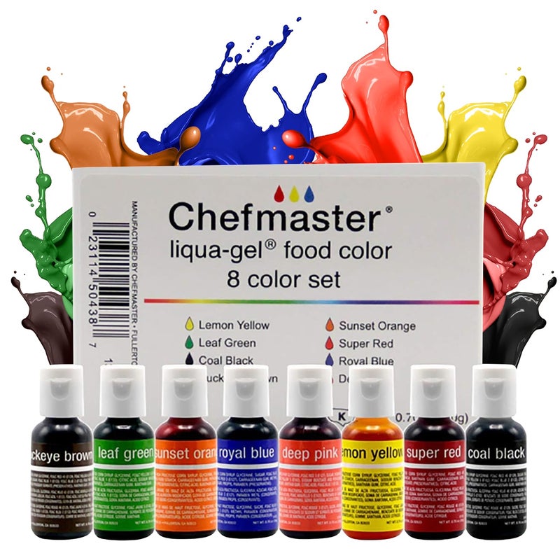 Chefmaster LiquaGel Food Coloring Fade Resistant Food Coloring 8 Pack Vibrant EyeCatching Colors EasyToBlend Formula FadeResistant Made in the USA - Image 2