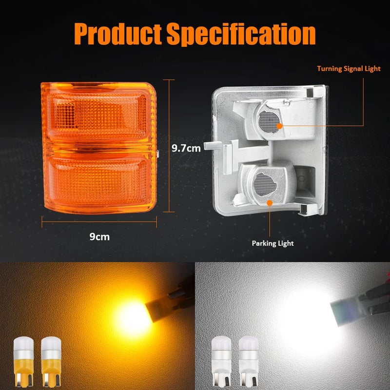 Bestview Signal Mirror Lights, Amber Lens Side Marker Lamp for 2008-2016 Ford F250 F350 F450 F550 Super Duty for Pickup Truck,Amber & White led Turn Signal Light Aftermarket Replacement,2 PCS - Image 2