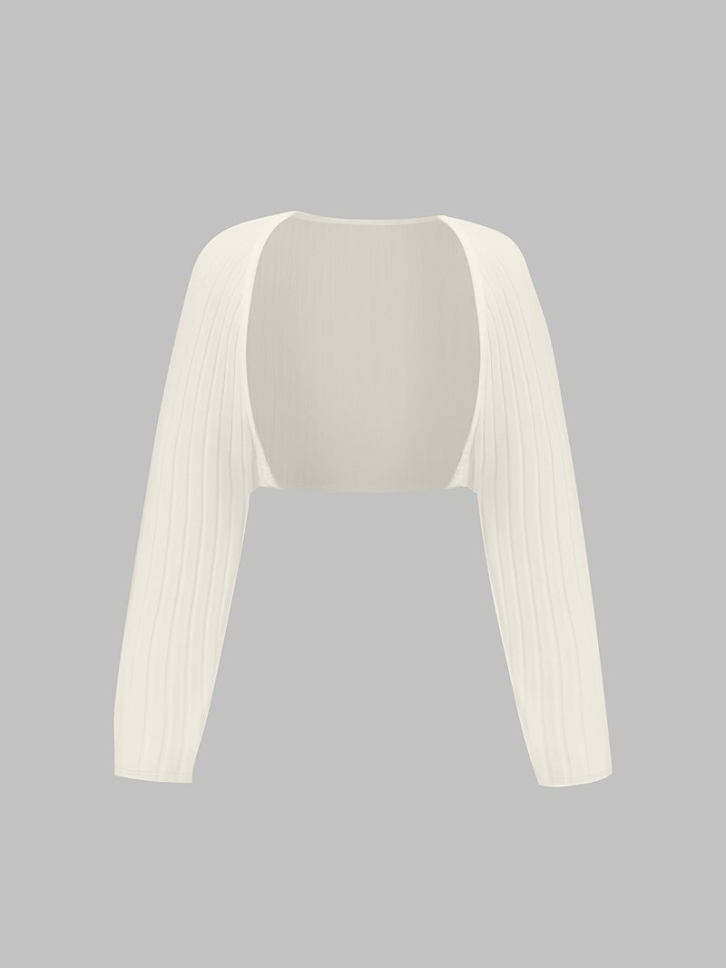 Women's 2-Piece Rib-Cable Knit Long-Sleeve Cardigan Shawl, Casual All-Season Outfit - Image 3