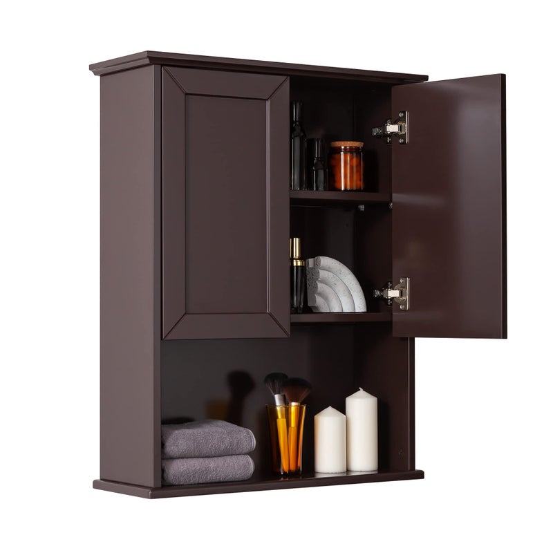 VANIRROR Wall Cabinet 23x29 inch Medicine Cabinet Over Toilet Storage with Adjustable Shelf Wooden Expresso Bathroom Cabinet with 2 Doors