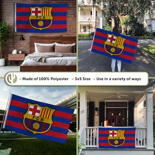 Desert Cactus FC Barcelona Flag Barça Barca Football Futbol Soccer 100% Polyester Indoor Outdoor 3x5 feet Banner (Flag E) - Image 3
