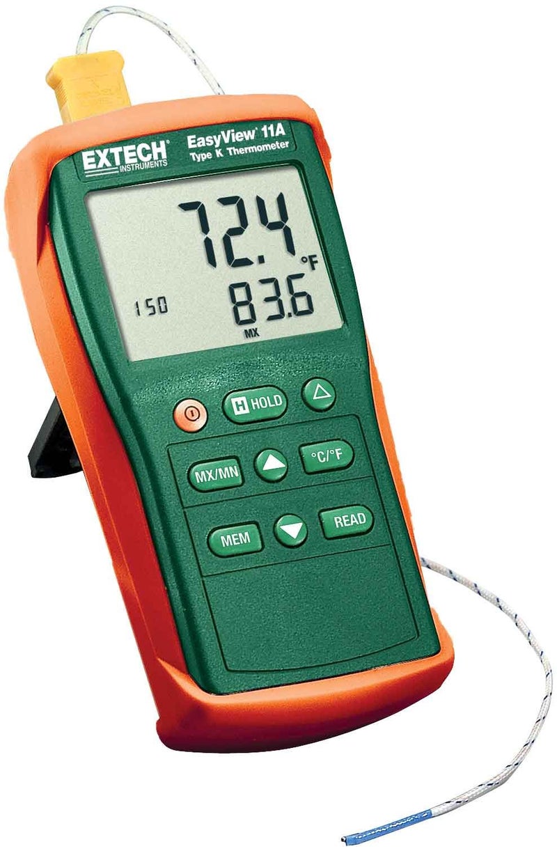 Extech EA11A EasyView Dual Input Digital Thermometer, Type K Thermocouple, -200 to 1999Â°F/-200 to 1360Â°C, Max/Min/Hold, Large Backlit LCD, Compact Handheld Design - Image 1