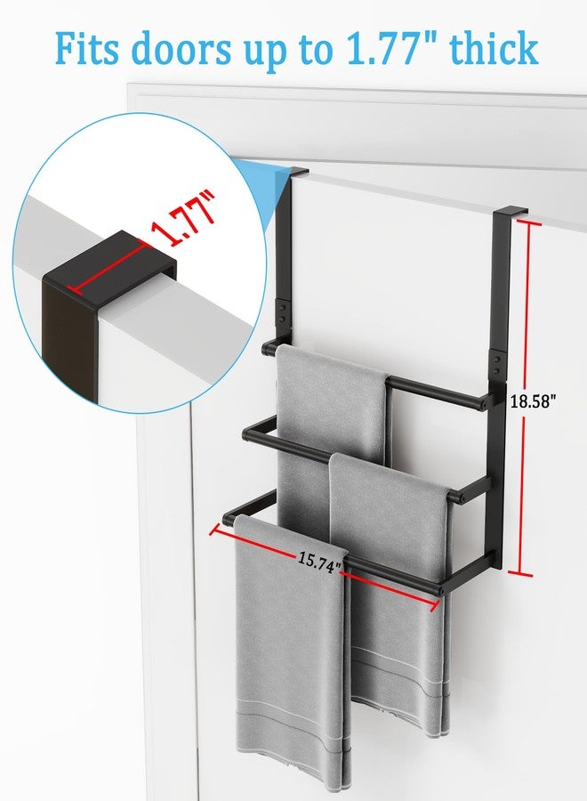 DOKU HOME 16Inch Over The Door Towel Rack, DOKU Stainless Steel Door Towel Hanger, Over Door Towel Holder with 3 Tier Towel Bars, Over Door Towel Storage for Bathroom, Matte Black - Image 4