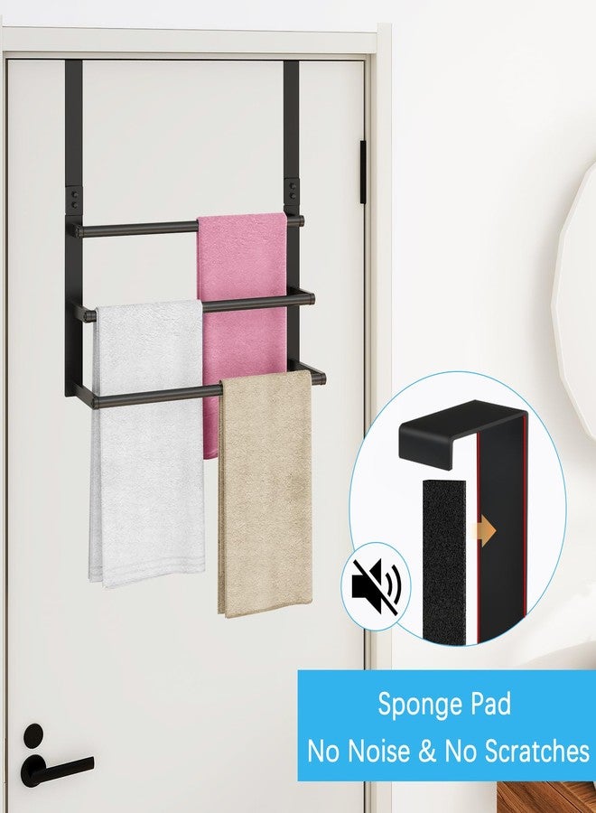 DOKU HOME 16Inch Over The Door Towel Rack, DOKU Stainless Steel Door Towel Hanger, Over Door Towel Holder with 3 Tier Towel Bars, Over Door Towel Storage for Bathroom, Matte Black - Image 2