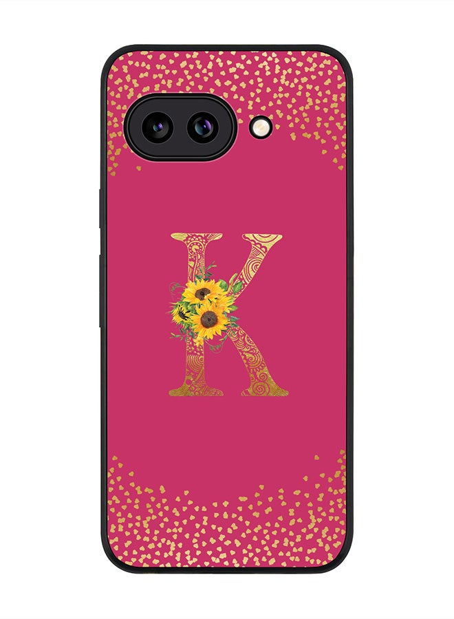 Stylizedd For Google Pixel 9a Case,Slim fit Camera Protection, Shockproof Thin Phone cover  - Custom Floral Monogram - K ( Deep Pink )