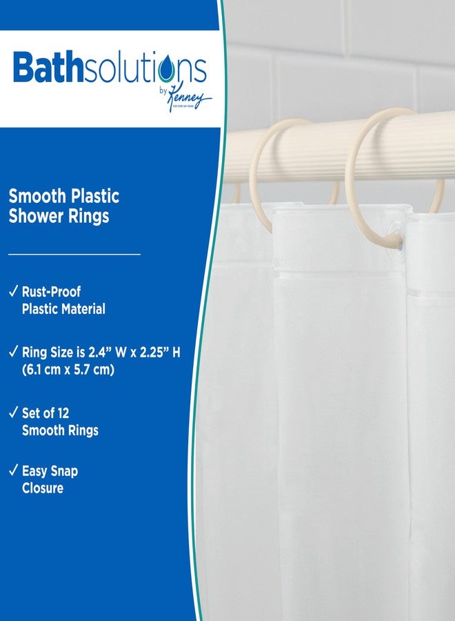 كيني حلقات ستارة حمام كيني KN61224، بلاستيكية ناعمة مقاومة للصدأ، مناسبة لستائر الحمام وقضبان ستائر الحمام القياسية، للاستخدام في الحمام، سهلة الإغلاق والتركيب، طقم من 12 حلقة، لون كريمي - Image 2