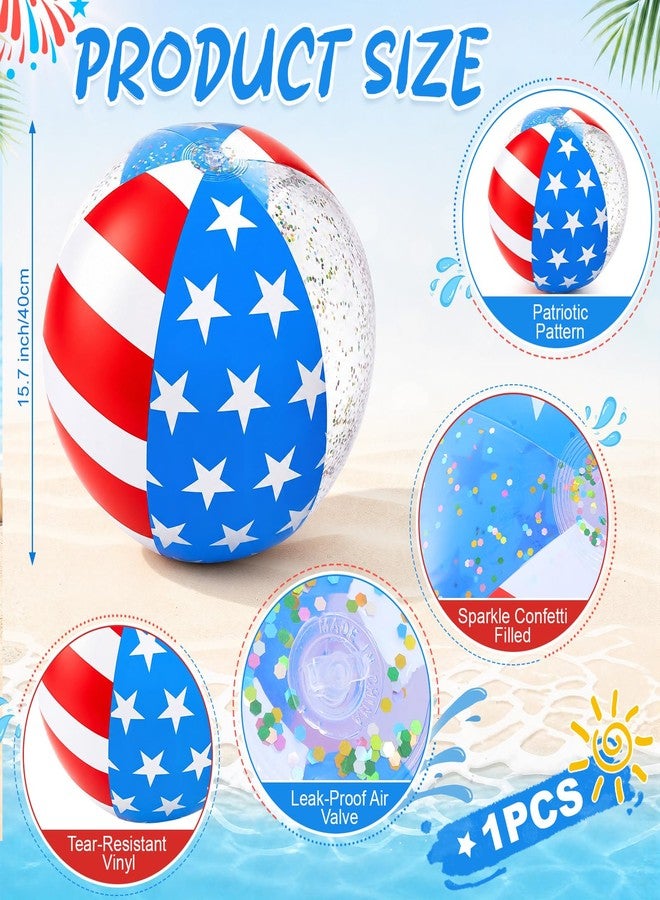 Foilswirl 2/6/18 Pcs Patriotic Inflatable Pool Float and Summer Beach Ball for Adults 35.5 Inch USA Flag Swim Tube Ring 15.7 Inch Balls Red White Blue Pool Toy for Summer Beach Party(2 Pack) - Image 3