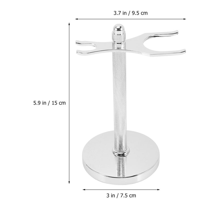 Silver Non Slip Safety Razor Stand with Shaving Brush Holder Bathroom Organizer Travel Rack - Image 5