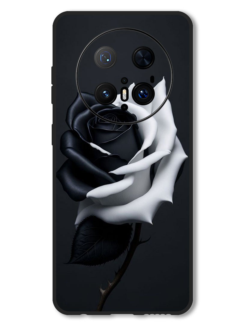 Case Compatible with Huawei Mate 70 Pro/ 70 Pro + Protection Shockproof Bumper Cover Black and White Rose