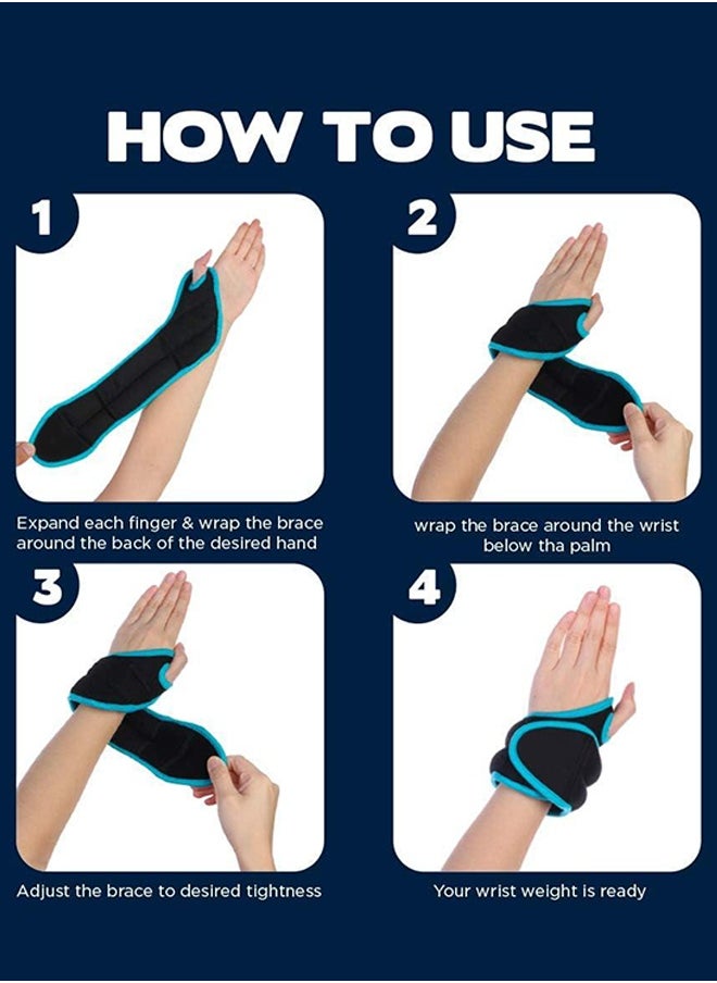UNUNS Wrist Weights Set With Thumb Hole, Set of 2,1 lb 1 Pair,Adjustable Ankle Arm Weights For Women Men Kids Fitness Strength Exercise Gym Fitness Workout Walking Jogging Cardio Exercises,Black Blue  - Image 4