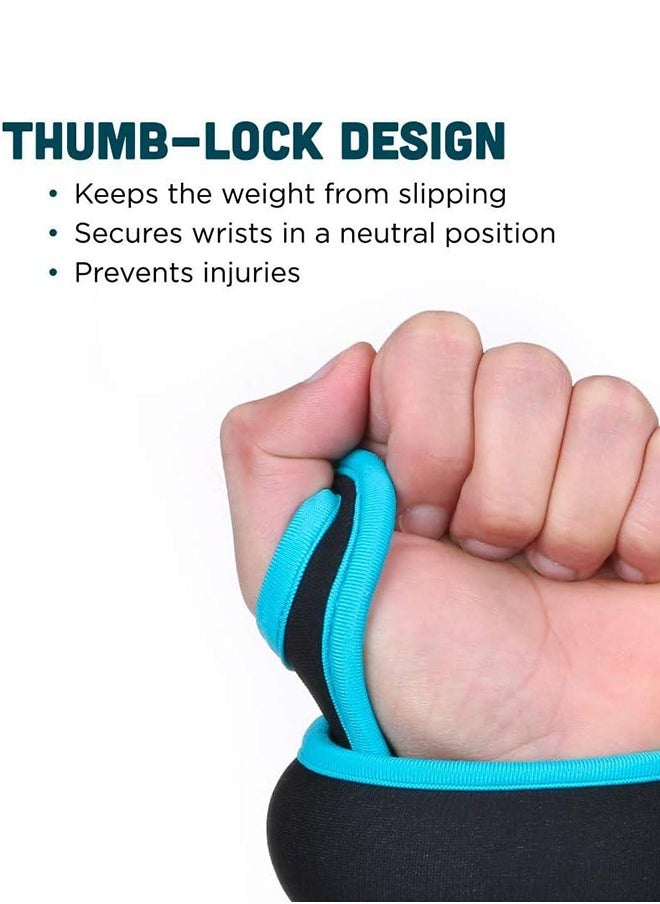 UNUNS Wrist Weights Set With Thumb Hole, Set of 2,1 lb 1 Pair,Adjustable Ankle Arm Weights For Women Men Kids Fitness Strength Exercise Gym Fitness Workout Walking Jogging Cardio Exercises,Black Blue  - Image 2