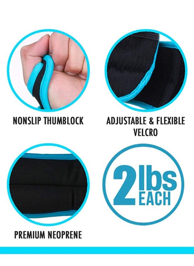 UNUNS Wrist Weights Set With Thumb Hole, Set of 2,1 lb 1 Pair,Adjustable Ankle Arm Weights For Women Men Kids Fitness Strength Exercise Gym Fitness Workout Walking Jogging Cardio Exercises,Black Blue  - Image 3