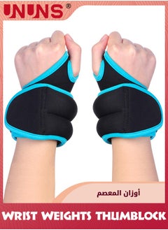 UNUNS Wrist Weights Set With Thumb Hole, Set of 2,1 lb 1 Pair,Adjustable Ankle Arm Weights For Women Men Kids Fitness Strength Exercise Gym Fitness Workout Walking Jogging Cardio Exercises,Black Blue  - Image 1
