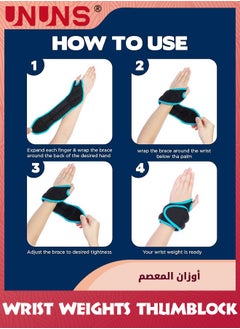 UNUNS Wrist Weights Set With Thumb Hole, Set of 2,1 lb 1 Pair,Adjustable Ankle Arm Weights For Women Men Kids Fitness Strength Exercise Gym Fitness Workout Walking Jogging Cardio Exercises,Black Blue  - Image 4
