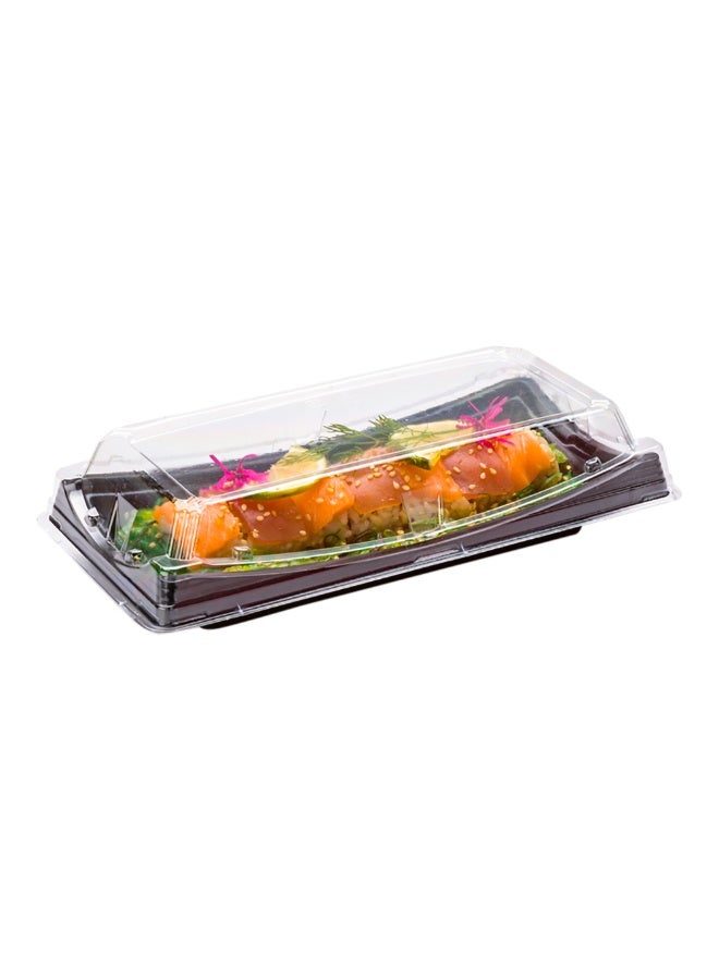 Restaurantware Roku 9.75 x 4.75 Inch Sushi Trays, 100 Disposable Sushi Containers With Lids - Long, Take Out Containers For Appetizers, Entrees, or Desserts, Black Plastic To Go Containers, - Image 2