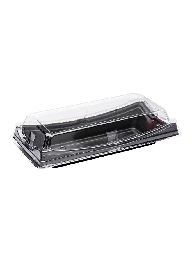 Restaurantware Roku 9.75 x 4.75 Inch Sushi Trays, 100 Disposable Sushi Containers With Lids - Long, Take Out Containers For Appetizers, Entrees, or Desserts, Black Plastic To Go Containers, - Image 1