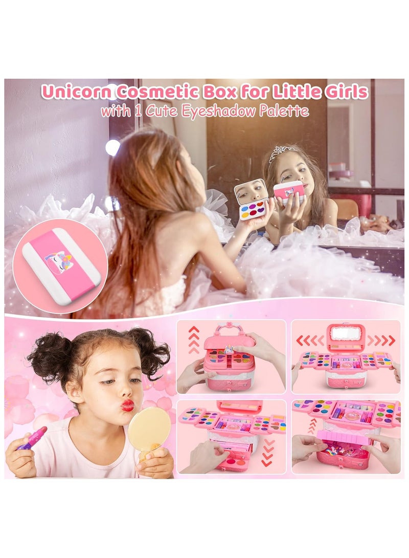 NNEWVANTE 80 PCS Kids Makeup Kit for Girls Over 3 years old, Unicorn Toy for Little Girls Birthday, Princess Dolls Dress Up Toy for Performance Dance Show Role Play Party - Image 4
