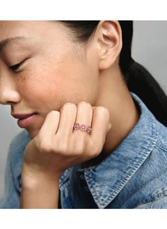 PANDORA Daisy 14k rose gold-plated ring with clear cubic zirconia and shaded pink enamel, Size 52  - Image 2