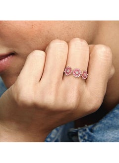 PANDORA Daisy 14k rose gold-plated ring with clear cubic zirconia and shaded pink enamel, Size 52  - Image 3