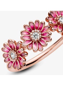 PANDORA Daisy 14k rose gold-plated ring with clear cubic zirconia and shaded pink enamel, Size 52  - Image 5