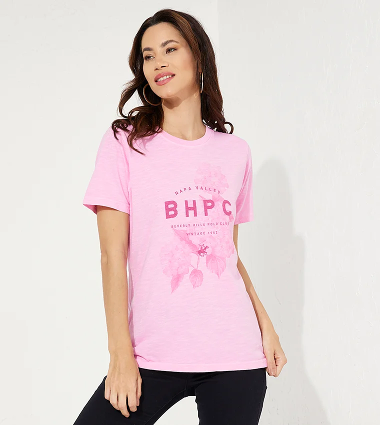 بيفرلي هيلز بولو كلوب تيشيرت بياقة مستديرة وطبعة شعار