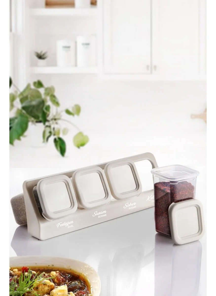 Kitchen Life 12-Piece Labeled Stand Self-Adhesive Square Spice Jar Set - Food Storage Container Set