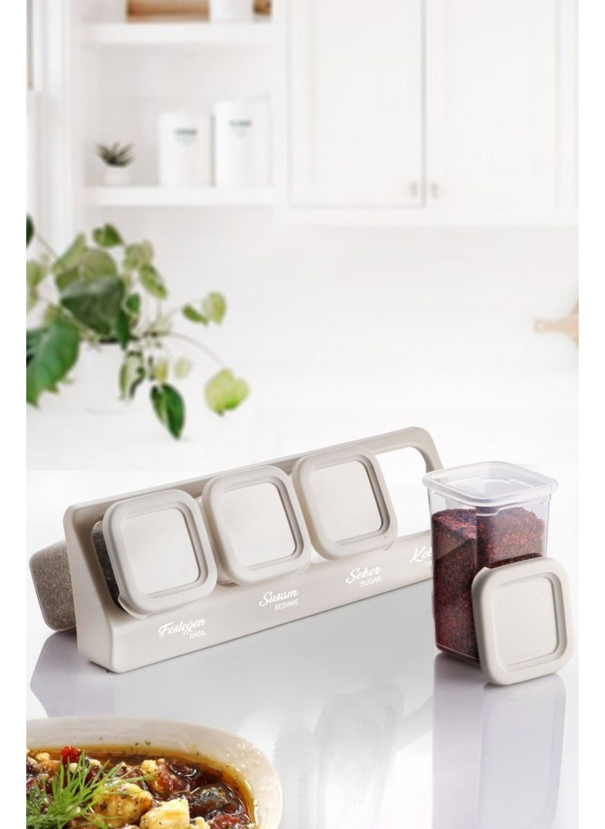 Kitchen Life - 12-Piece Labeled Stand Self-Adhesive Square Spice Jar Set - Food Storage Container Set - Image 1
