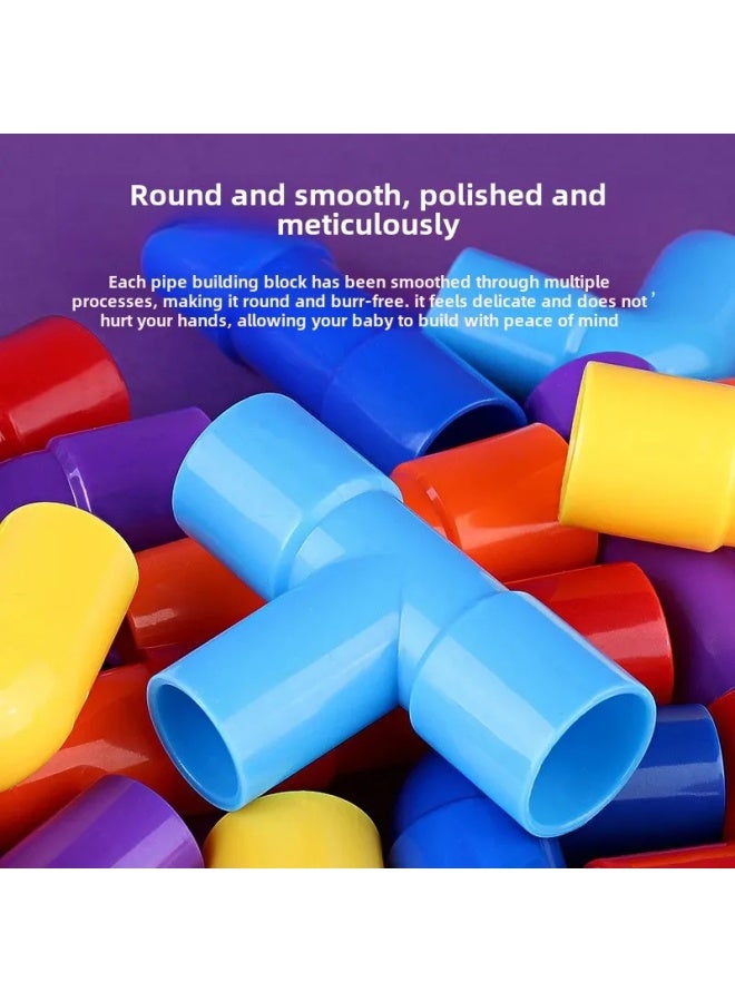 Intelligence Toys For Kids Pipe Puzzle Blocks Baby Assembly Puzzle Toys For Boys And Girls Educational Fun-Color:【Increase Thickening】 196-piece Tiger Storage Box-Including 8 Wheels - Image 3