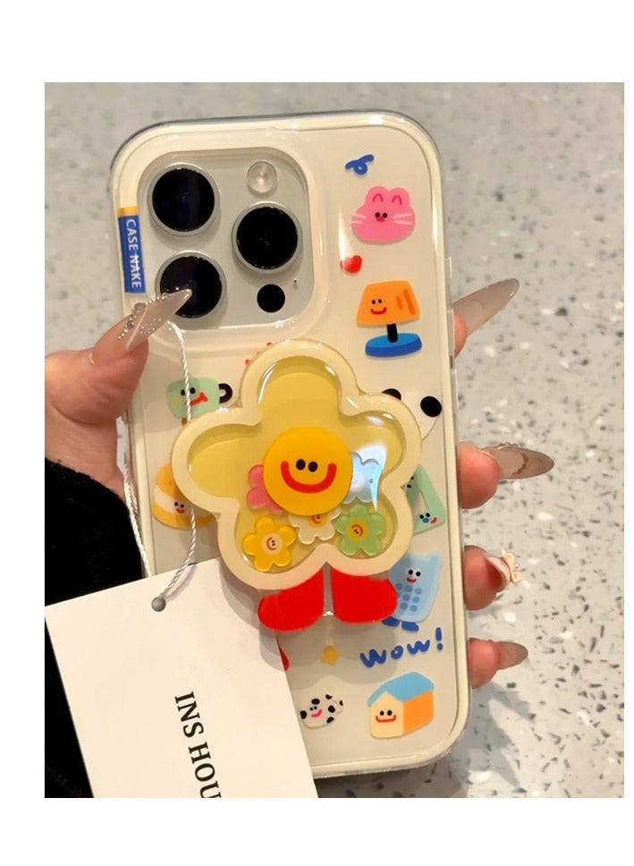 NIBEMINENT Protective TPU Case Cover For iPhone 15, Sunflower With Yellow Stake