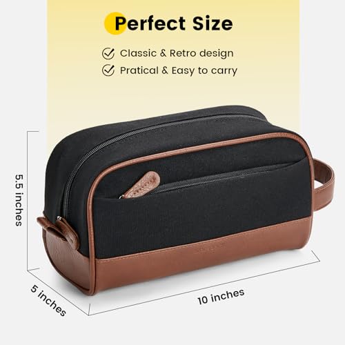 Vorspack Canvas Toiletry Bag - Water Resistant Travel Bag for Toiletries, Accessories, Gifts for Men - Black - Image 2