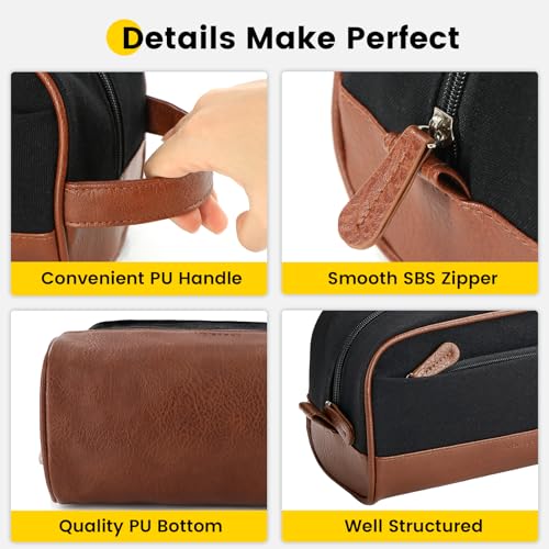 Vorspack Canvas Toiletry Bag - Water Resistant Travel Bag for Toiletries, Accessories, Gifts for Men - Black - Image 4