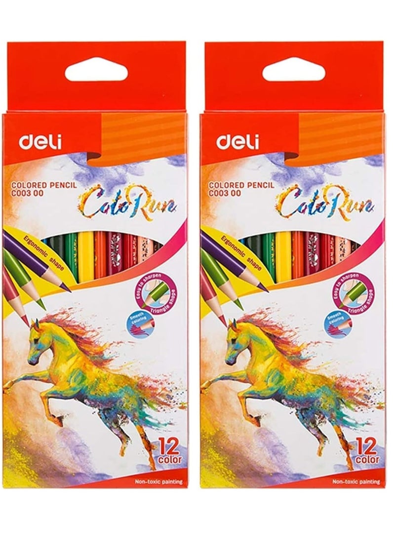 Deli 12-Pieces ColoRun Colored Pencils Pack of 2 - Image 1