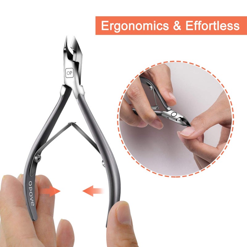 opove Cuticle Nippers Salon Grade for Manicurist Extremely Sharp Effortless Cuticle Trimmer Precise Clippers Pedicure Manicure Nail Care Tool, opove X7 mini, Space Gray - Image 3