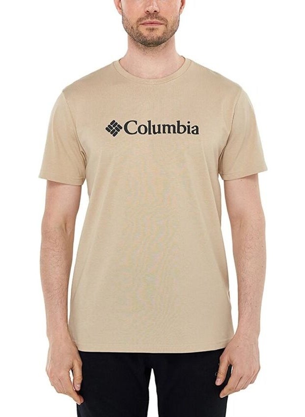 Columbia - Csc M Basic Bıg Logo Brushed Ss Tee Men's T-Shirt Beige CS0287-271 - Image 1