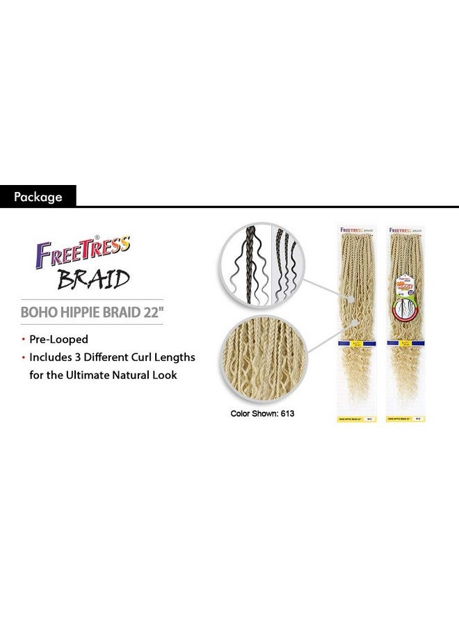 FreeTress Braids 6 Packslot Freetress Synthetic Hair Crochet Braids Boho Hippie Braid 22 (1B) - Image 2