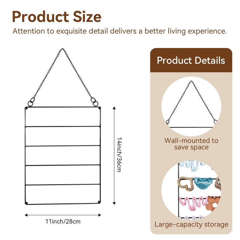 SNOWSTAR Hair Claw Clip Organizer,5-Tier Wall Hanging Hair Clip Holder and Storage for Women Girls,Claw Clip Hanger Home Decor for Wall,Door,Closet - Image 2