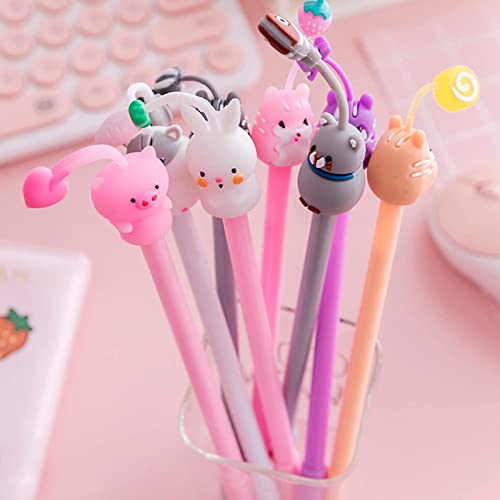 KRIZJUES 16 Pcs Cartoon Animal Pens, Kawaii School Supplies Cute Cartoon Gel Ink Pens for Writing, Gifts for Teachers, Black Refill 0.5mm Pens - Image 3