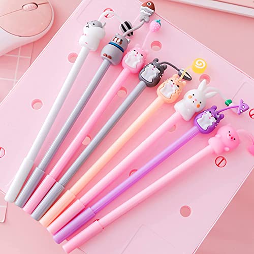 KRIZJUES 16 Pcs Cartoon Animal Pens, Kawaii School Supplies Cute Cartoon Gel Ink Pens for Writing, Gifts for Teachers, Black Refill 0.5mm Pens - Image 4