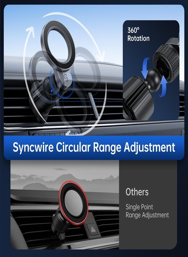 SYNCWIRE for MagSafe Car Mount【360° 】【N55 Strongest Magnet】 Magnetic Phone Holder for Car Vent, Hands Free Car Air Vent Accessories for Women Men iPhone 17 Pro Max 16 15 14 13, Samsung S25 All Phones - Image 4