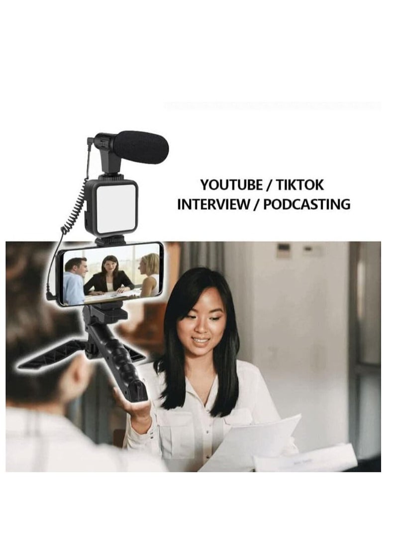 Smartphone & Camera Vlogging Studio Kits Video Shooting Photography Suit with Microphone LED Fill Light Mini Tripod - Image 3