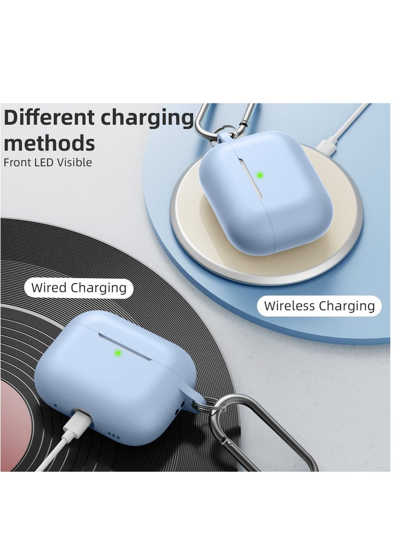 Generic - AirPods Pro 2 2nd Case Cover and AirPods Pro Case for Women and Men, Soft Silicone Protective Case for Airpods Pro 2nd Generation 2022 and AirPods Pro 1st 2019 with Keychain Front LED Visible Sky Blue - Image 1