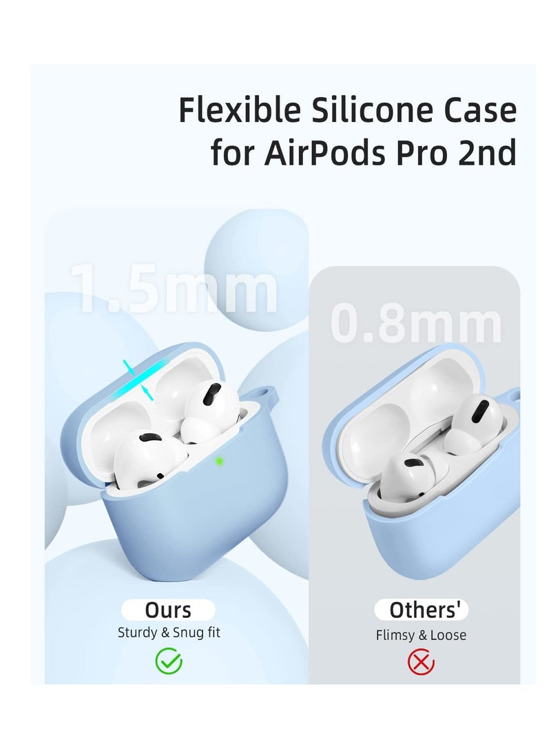 Generic - AirPods Pro 2 2nd Case Cover and AirPods Pro Case for Women and Men, Soft Silicone Protective Case for Airpods Pro 2nd Generation 2022 and AirPods Pro 1st 2019 with Keychain Front LED Visible Sky Blue - Image 1
