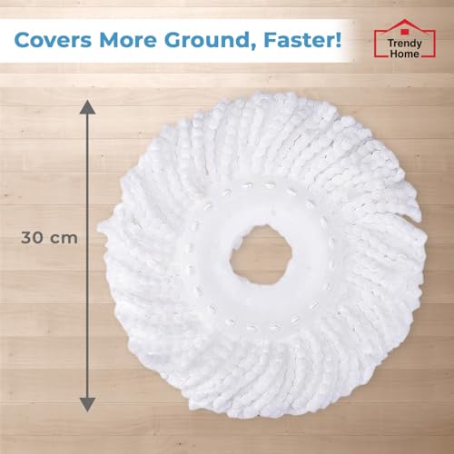 Senego by Trendy Home Spin Mop Head Refill for Easy Replacement (Pack of 1, White) Microfiber, Strong Water Absorption, Heavy Quality, Easy to Clean Dust, Mites, Hair, Bacteria (125 gm) - Image 3