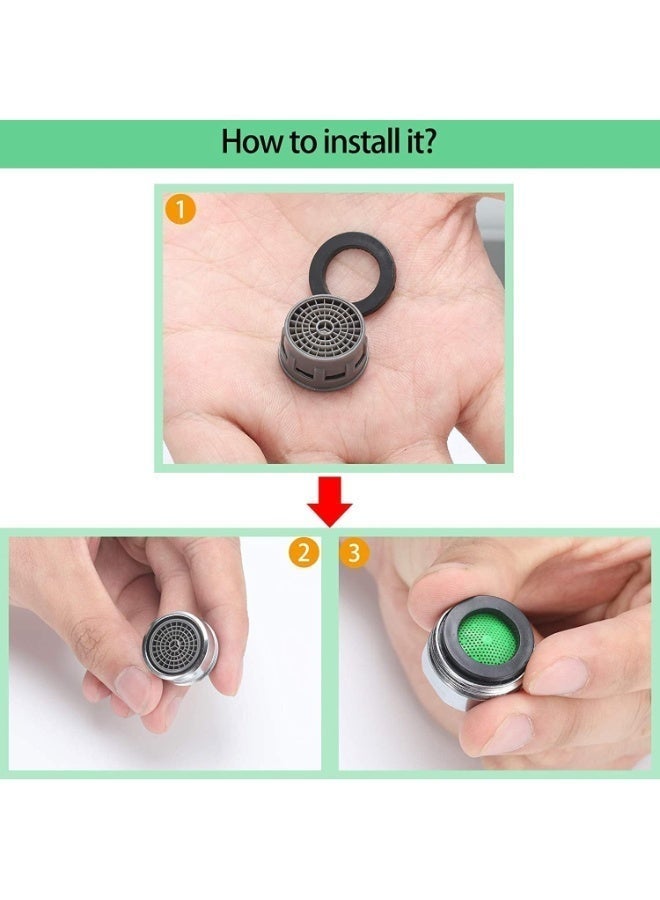 CLENEA 10 Pcs Faucet Aerator, Faucet Flow Restrictor Replacement Parts, Insert Sink Aerator, with Gasket, No Water Splashing, Sturdy and Durable, Suitable for Bathroom or Kitchen, Green - Image 4