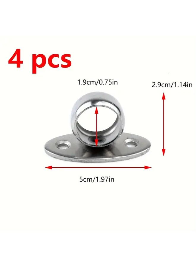 4Pcs Stainless Steel O Shape Curtain Rod Ceiling Bracket Flange 3 4 Inch Diameter - Image 3