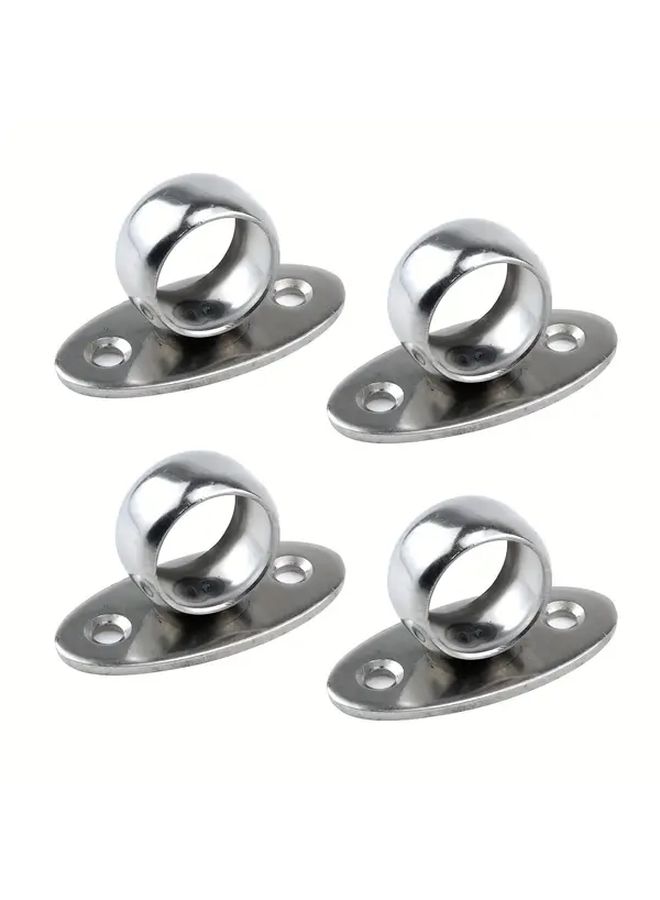 4Pcs Stainless Steel O Shape Curtain Rod Ceiling Bracket Flange 3 4 Inch Diameter - Image 1