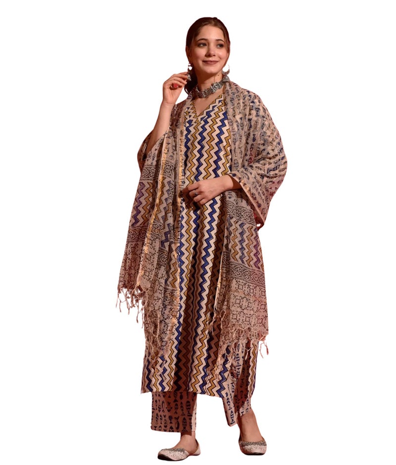 Kalaanj Kurta Set for Women || Women Kurta Set || 3pic Kurta for Women (Kurta-51-52-88) (in, Alpha, S, Regular, Multicolor 1) - Image 1