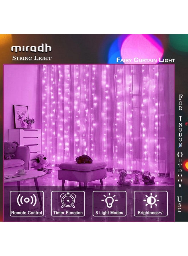 MIRADH 300 LED Fairy Curtain String Lights - USB Powered Remote-Controlled Backdrop, Warm Ambience for Diwali, Navratri, Christmas & New Year Décor, (Pink) - Image 5